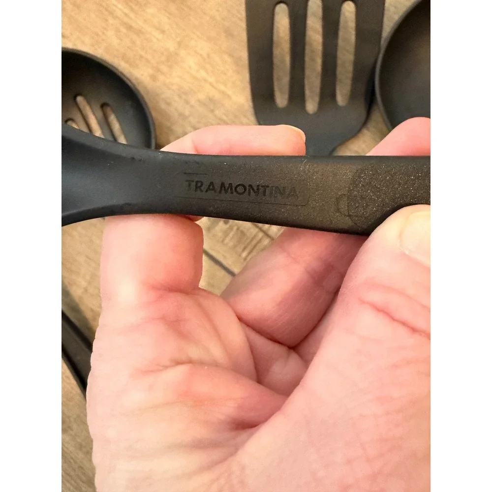 Tramontina 5 Piece Kitchen Utensil Set Black Nylon Heat Resistant Non-Stick Tool